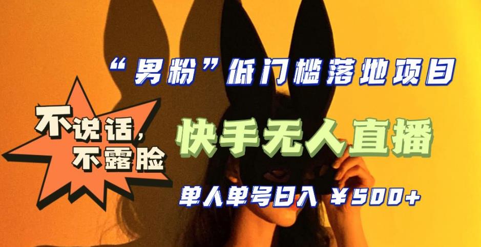 【全新升级】零基础单人单号单晚500+，不说话，不露脸，4月最新超皮实快手无人直播 - 阿伟资源库-阿伟资源库