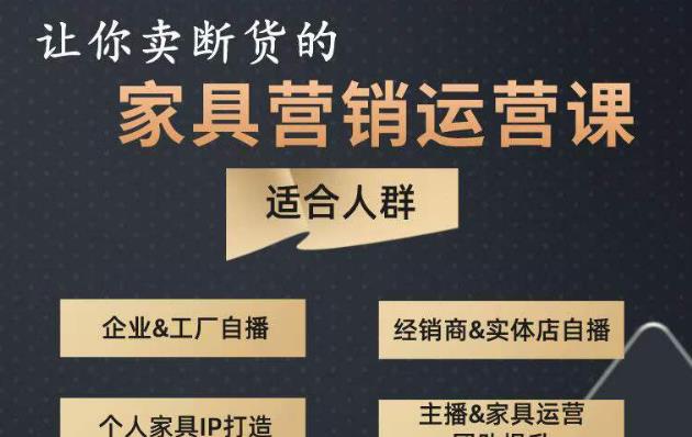 让你卖断货的家具营销运营课，打造高销量家具账号（短视频+直播+人物IP） - 阿伟资源库-阿伟资源库