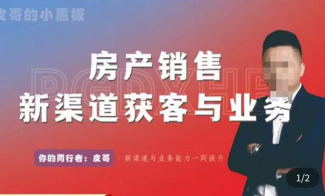 皮哥·房产销售新渠道获客与业务，​打造新时代房产经纪达人，助力行业新人成长为业内精英 - 阿伟资源库-阿伟资源库
