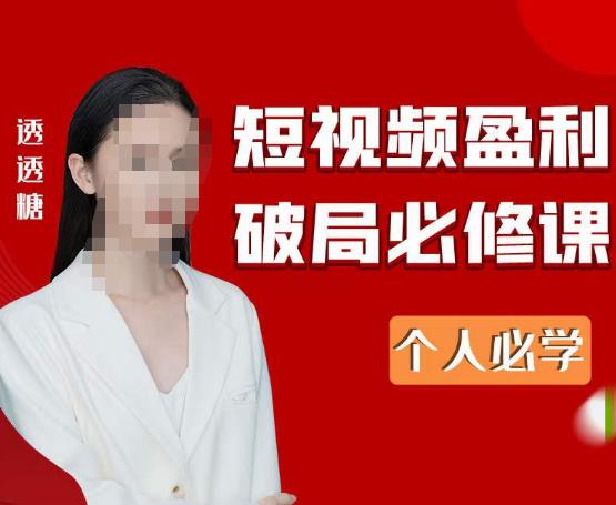 2023最新透透糖短视频盈利破局必修课——个人必学 - 阿伟资源库-阿伟资源库
