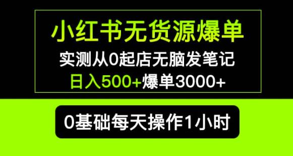 小红书无货源爆单实测从0起店无脑发笔记爆单3000+长期项目可多店 - 阿伟资源库-阿伟资源库