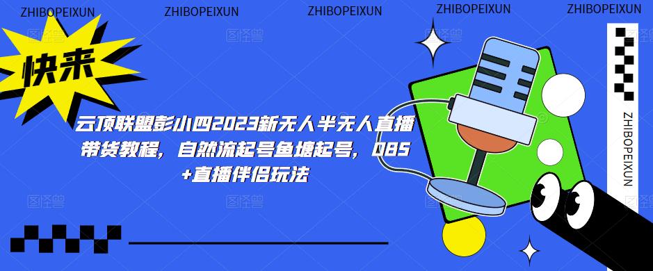 云顶联盟彭小四2023新无人半无人直播带货教程，自然流起号鱼塘起号，OBS+直播伴侣玩法 - 阿伟资源库-阿伟资源库