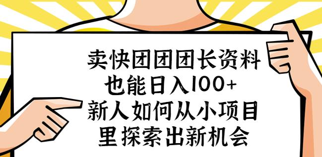卖快团团团长资料也能日入100+新人如何从小项目里探索出新机会 - 阿伟资源库-阿伟资源库