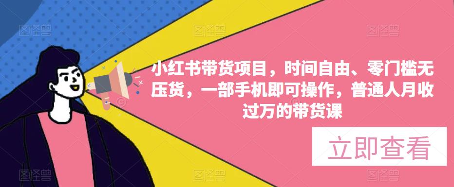小红书带货项目，时间自由、零门槛无压货，一部手机即可操作，普通人月收过万的带货课 - 阿伟资源库-阿伟资源库