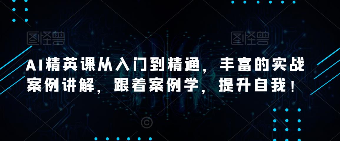 AI精英课从入门到精通，丰富的实战案例讲解，跟着案例学，提升自我！ - 阿伟资源库-阿伟资源库