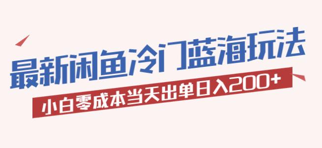 2023最新闲鱼冷门蓝海玩法，小白零成本当天出单日入200+【揭秘】 - 阿伟资源库-阿伟资源库