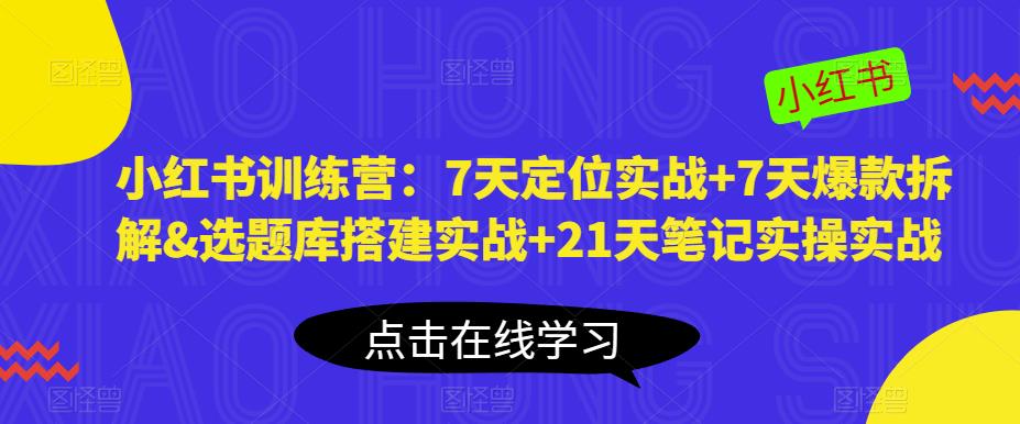 小红书训练营：7天定位实战+7天爆款拆解&选题库搭建实战+21天笔记实操实战 - 阿伟资源库-阿伟资源库