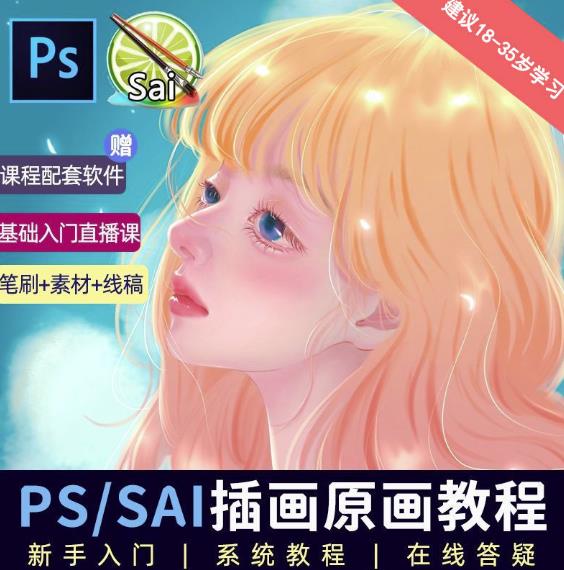 价值1288的原画插画教程零基础CG漫画SAI线稿笔刷手绘画数位板绘视频课程 - 阿伟资源库-阿伟资源库