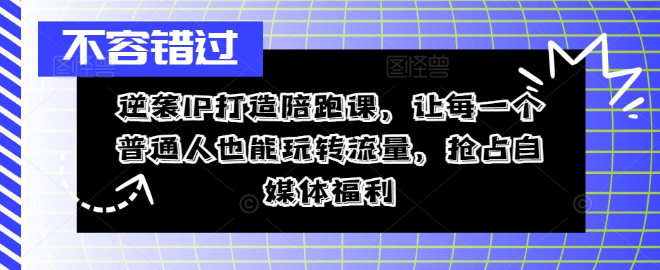 逆袭IP打造陪跑课，让每一个普通人也能玩转流量，抢占自媒体福利 - 阿伟资源库-阿伟资源库
