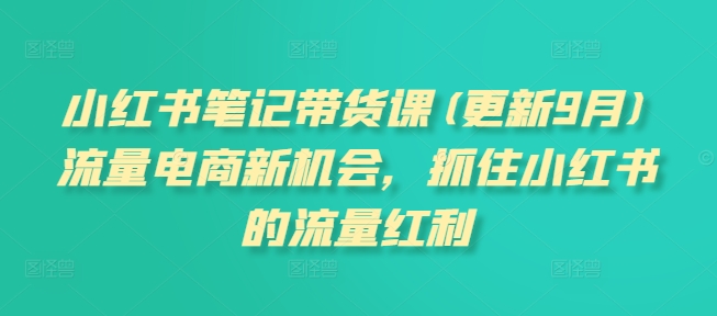 小红书笔记带货课(更新9月)流量电商新机会，抓住小红书的流量红利 - 阿伟资源库-阿伟资源库