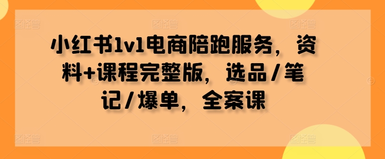 小红书1v1电商陪跑服务，资料+课程完整版，选品/笔记/爆单，全案课 - 阿伟资源库-阿伟资源库