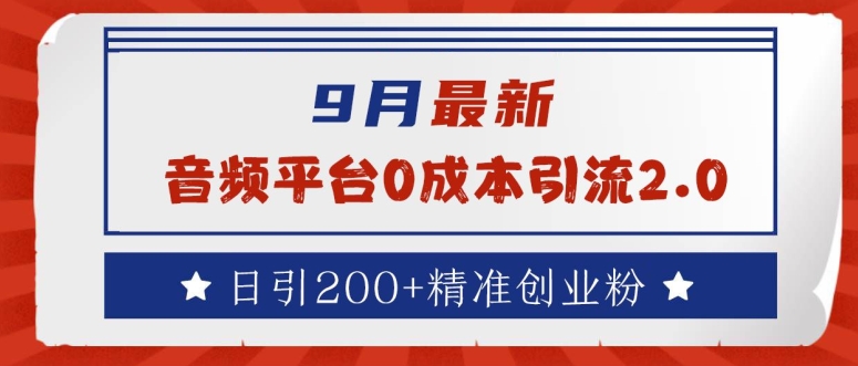 9月最新：音频平台0成本引流，日引200+精准创业粉【揭秘】 - 阿伟资源库-阿伟资源库
