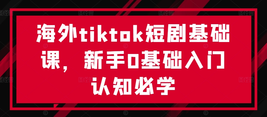 海外tiktok短剧基础课，新手0基础入门认知必学 - 阿伟资源库-阿伟资源库