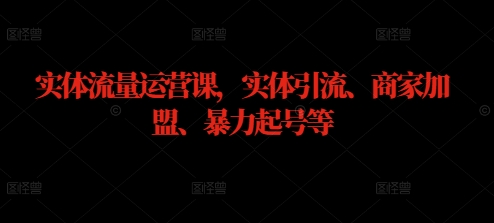 实体流量运营课，实体引流、商家加盟、暴力起号等 - 阿伟资源库-阿伟资源库