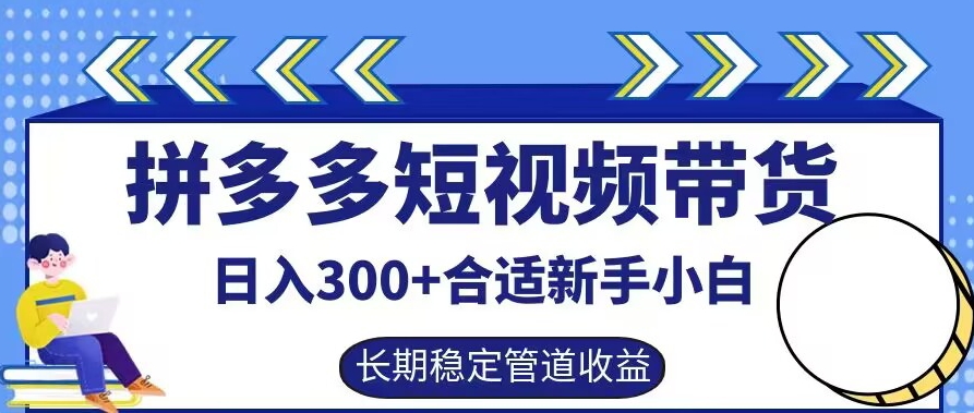 拼多多短视频带货日入300+有长期稳定被动收益，合适新手小白【揭秘】 - 阿伟资源库-阿伟资源库