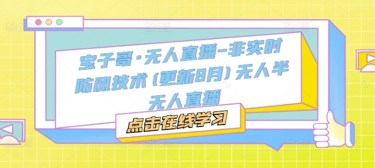 宝子哥·无人直播-非实时防风技术(更新9月)无人半无人直播 - 阿伟资源库-阿伟资源库