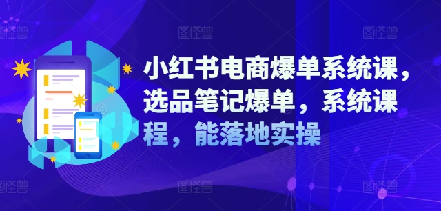 小红书电商爆单系统课，选品笔记爆单，系统课程，能落地实操 - 阿伟资源库-阿伟资源库