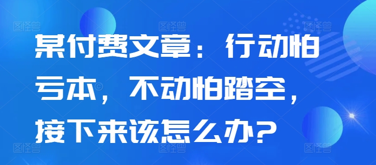 某付费文章：行动怕亏本，不动怕踏空，接下来该怎么办? - 阿伟资源库-阿伟资源库