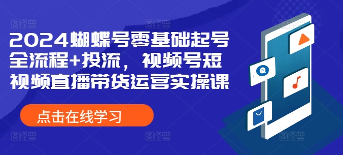 2024蝴蝶号零基础起号全流程+投流，视频号短视频直播带货运营实操课 - 阿伟资源库-阿伟资源库