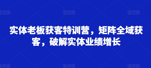 实体老板获客特训营，矩阵全域获客，破解实体业绩增长 - 阿伟资源库-阿伟资源库