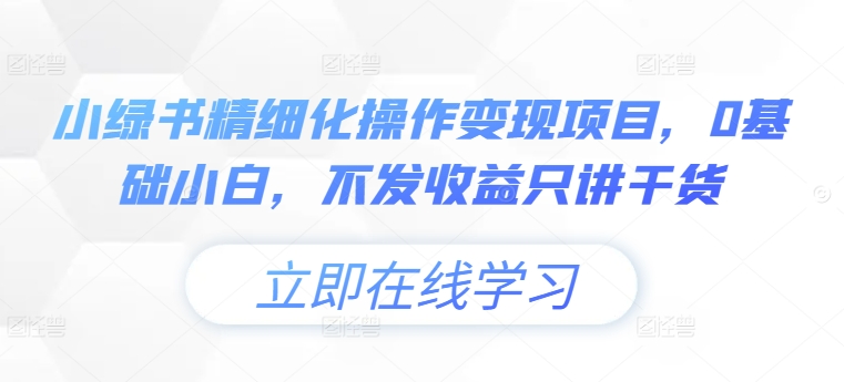 小绿书精细化操作变现项目，0基础小白，不发收益只讲干货 - 阿伟资源库-阿伟资源库