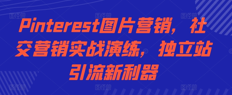 Pinterest图片营销，社交营销实战演练，独立站引流新利器 - 阿伟资源库-阿伟资源库