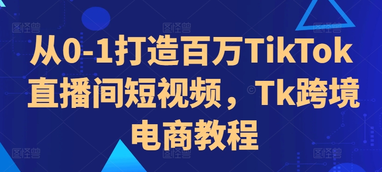 从0-1打造百万TikTok直播间短视频，Tk跨境电商教程 - 阿伟资源库-阿伟资源库