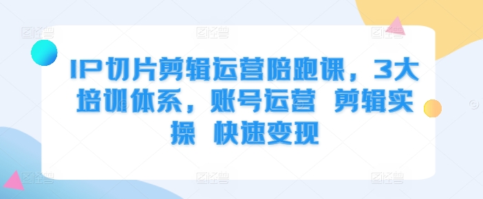 IP切片剪辑运营陪跑课，3大培训体系，账号运营 剪辑实操 快速变现 - 阿伟资源库-阿伟资源库