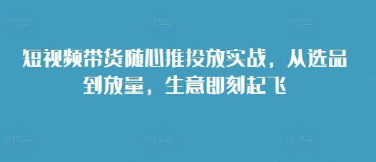 短视频带货随心推投放实战，从选品到放量，生意即刻起飞 - 阿伟资源库-阿伟资源库