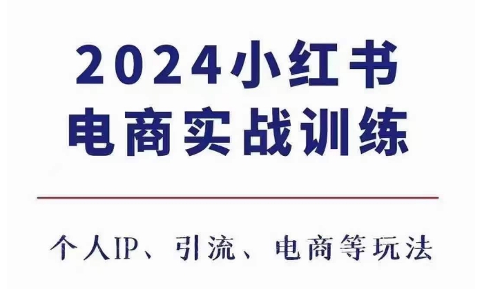 2024小红书电商3.0实战训练，包含个人IP、引流、电商等玩法 - 阿伟资源库-阿伟资源库