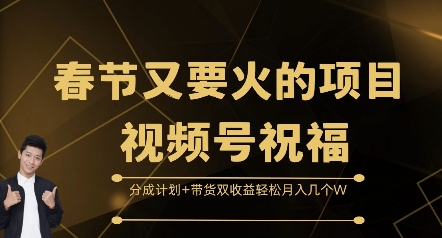 春节又要火的项目视频号祝福，分成计划+带货双收益，轻松月入几个W【揭秘】 - 阿伟资源库-阿伟资源库