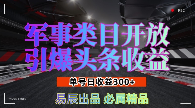 军事类目开放引爆头条收益，单号日入3张，新手也能轻松实现收益暴涨【揭秘】 - 阿伟资源库-阿伟资源库