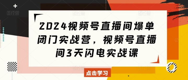 2024视频号直播间爆单闭门实战营，视频号直播间3天闪电实战课 - 阿伟资源库-阿伟资源库