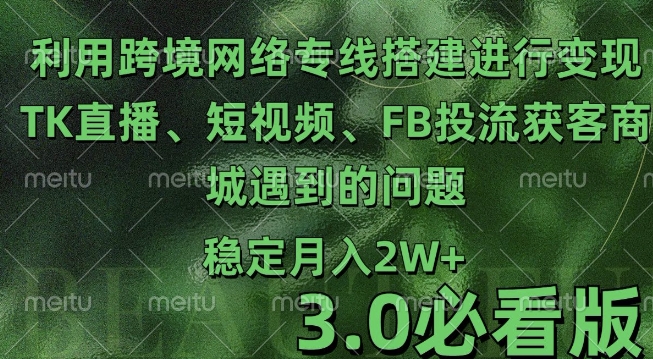 利用跨境电商网络及搭建TK直播、短视频、FB投流获客以及商城遇到的问题进行变现3.0必看版【揭秘】 - 阿伟资源库-阿伟资源库