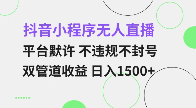 抖音小程序无人直播 平台默许 不违规不封号 双管道收益 日入多张 小白也能轻松操作【仅揭秘】 - 阿伟资源库-阿伟资源库