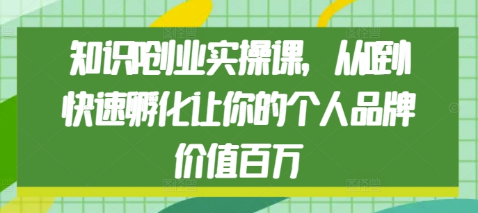 知识IP创业实操课，从0到1快速孵化让你的个人品牌价值百万 - 阿伟资源库-阿伟资源库