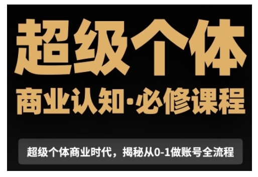 超级个体商业认知觉醒视频课，商业认知·必修课程揭秘从0-1账号全流程 - 阿伟资源库-阿伟资源库