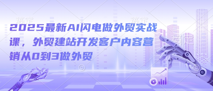 2025最新AI闪电做外贸实战课，外贸建站开发客户内容营销从0到3做外贸 - 阿伟资源库-阿伟资源库