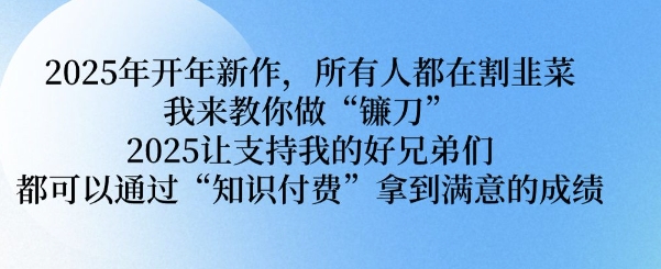 2025年开年新作，所有人都在割韭菜，我来教你做“镰刀” 2025让支持我的好兄弟们都可以通过“知识付费”拿到满意的成绩【揭秘】 - 阿伟资源库-阿伟资源库