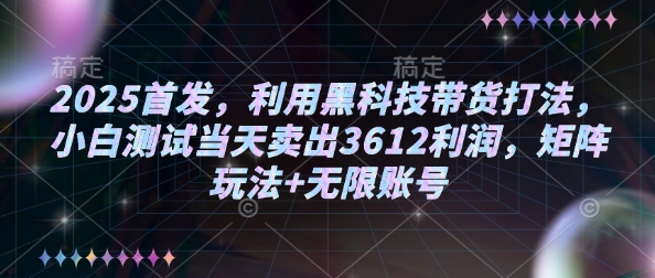 2025首发，利用黑科技带货打法，小白测试当天卖出3612利润，矩阵玩法+无限账号【揭秘】 - 阿伟资源库-阿伟资源库