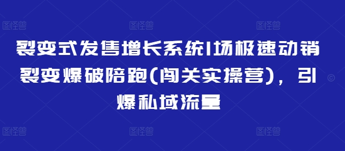 裂变式发售增长系统1场极速动销裂变爆破陪跑(闯关实操营)，引爆私域流量 - 阿伟资源库-阿伟资源库