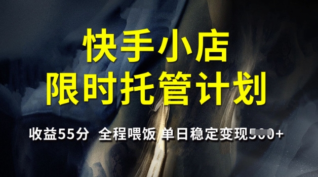 快手小店限时托管计划，收益55分，全程喂饭，单日稳定变现5张【揭秘】 - 阿伟资源库-阿伟资源库