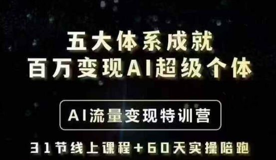 五大体系成就百万变现AI超级个体- AI流量变现特训营，一步一步教你一个人怎么年入百W - 阿伟资源库-阿伟资源库