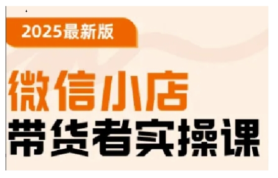 2025最新版微信小店带货者实操课，基础操作到高级运营技巧，快速上手 - 阿伟资源库-阿伟资源库