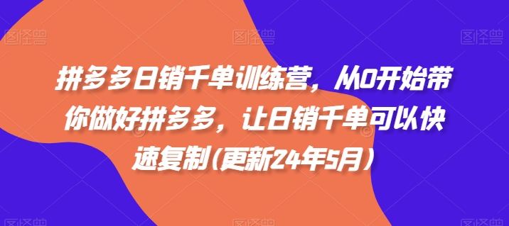 拼多多日销千单训练营，从0开始带你做好拼多多，让日销千单可以快速复制(更新25年2月) - 阿伟资源库-阿伟资源库